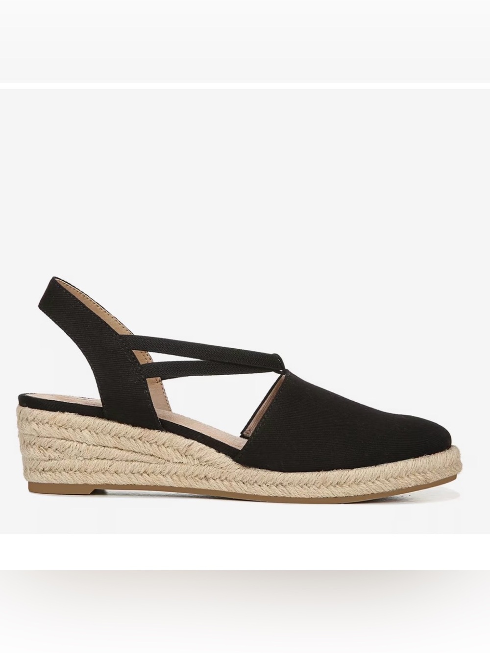 Lifestride Katrina 2 Black canvas Espadrille Wedges - Women 8.5M NEW